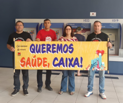 Dia Nacional de Luta em defesa do Saúde Caixa mobiliza empregados em Araraquara