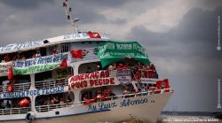 Em Belém do Pará, trabalhadores participam de barqueada em ato por justiça climática Em Belém do Pará, trabalhadores participam de barqueada em ato por justiça climática
