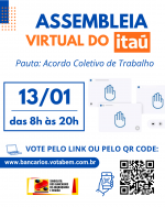Bancários do Itaú avaliam novo Acordo Coletivo em assembleia no dia 13 de janeiro
