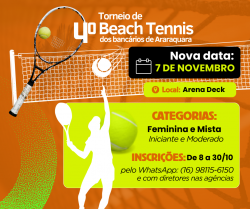 Prepare a raquete: 4º Torneio de Beach Tennis do Sindicato será no dia 7 de novembro Prepare a raquete: 4º Torneio de Beach Tennis do Sindicato será no dia 7 de novembro