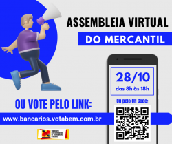 Bancários do Mercantil são convocados para assembleia sobre PLR 2026. Confira o edital